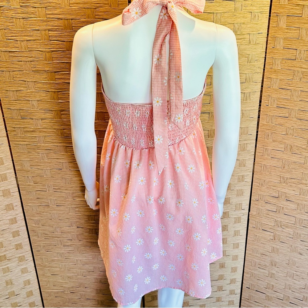 SHEIN pink gingham with white Daisy halter dress/tunic size XL - Picture 3 of 9